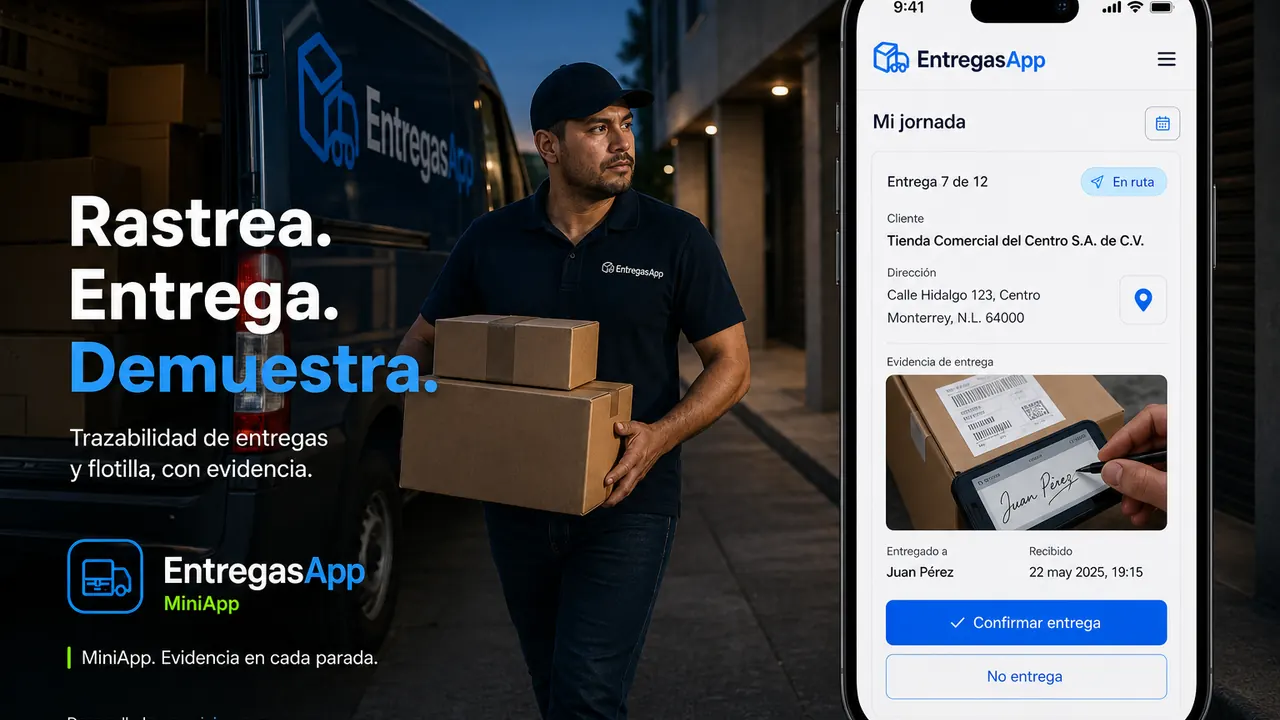 MiniApp EntregasApp: entregas con evidencia y mantenimiento de flotilla