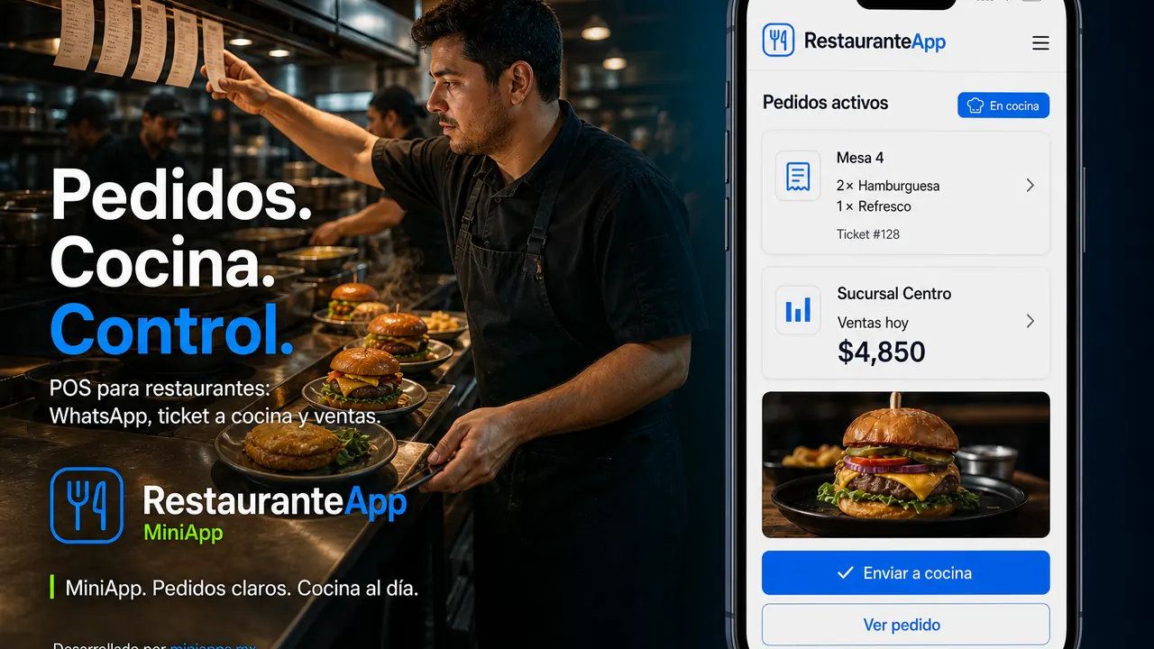 MiniApp RestauranteApp: POS con pedidos, cocina y control de ventas